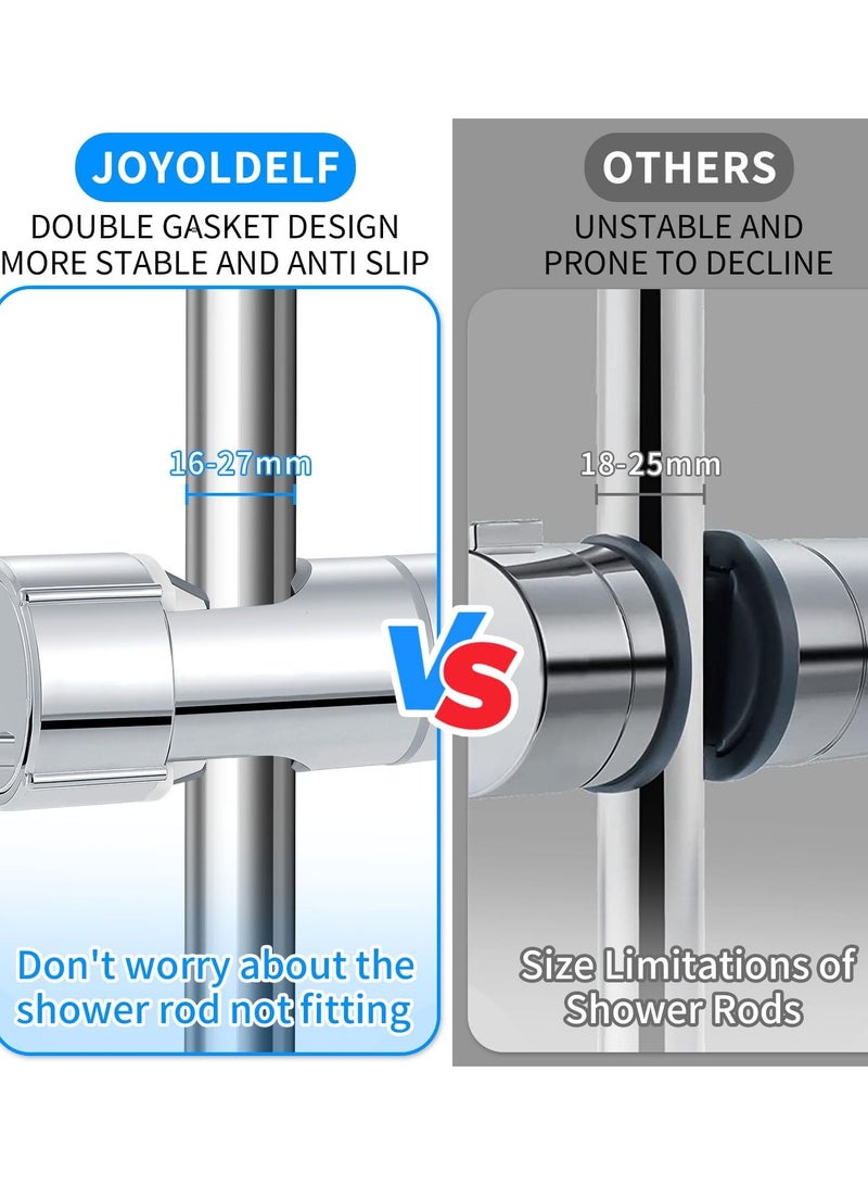 Excefore Shower Head Holder, Shower Holder Bracket 16-27 mm Diameter Chrome-Plated + ABS Design Hand Adjustable Shower Head Holders Replacement Easy Installation for Slide Rod Includes 2 Hooks  - Image 3