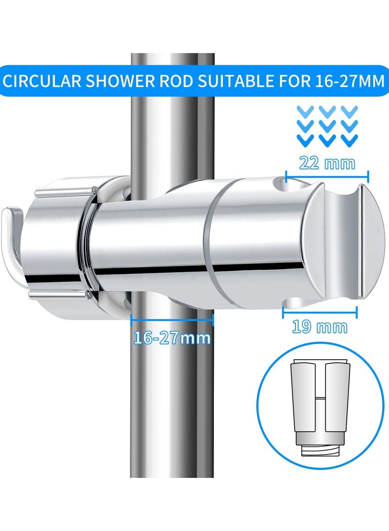 Excefore Shower Head Holder, Shower Holder Bracket 16-27 mm Diameter Chrome-Plated + ABS Design Hand Adjustable Shower Head Holders Replacement Easy Installation for Slide Rod Includes 2 Hooks  - Image 2