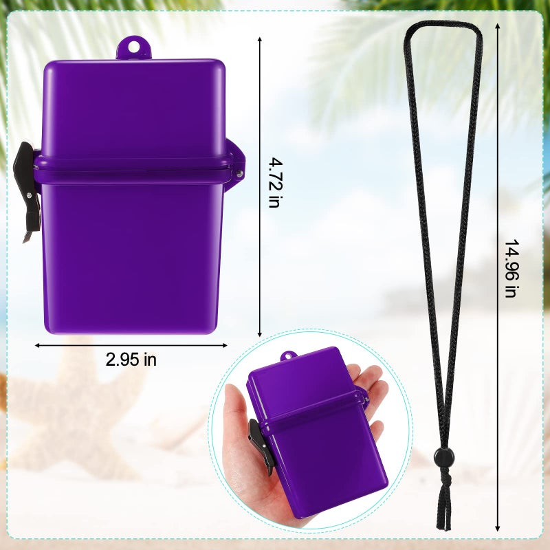 Outus 3 Pieces Waterproof Case ID Card Holder with Floating Sports Case Locker with Hanging Ring and Rope(Black, Purple, Baby Blue,4.72 x 2.95 x 1.57 in,Classic) - Image 2