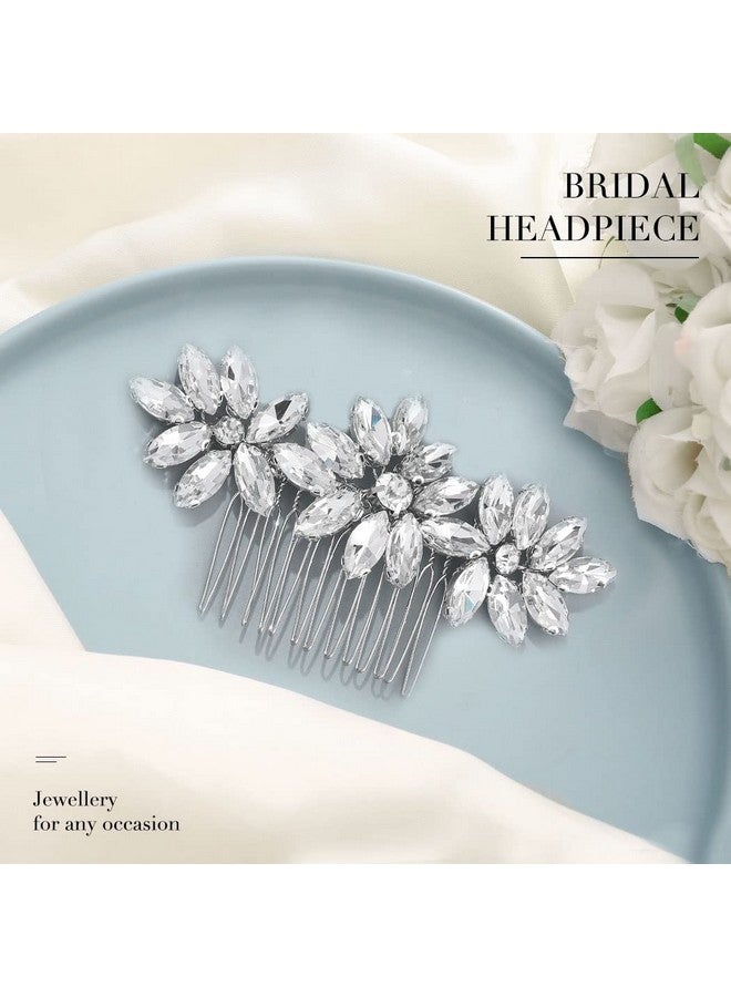 إيز ديلي مشط شعر الزفاف من EASEDAILY، قطع شعر فضية من الكريستال وأحجار الراين، إكسسوارات شعر العروس للعرائس والنساء - Image 5
