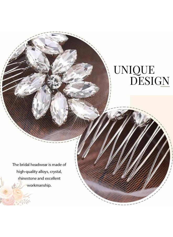 إيز ديلي مشط شعر الزفاف من EASEDAILY، قطع شعر فضية من الكريستال وأحجار الراين، إكسسوارات شعر العروس للعرائس والنساء - Image 3