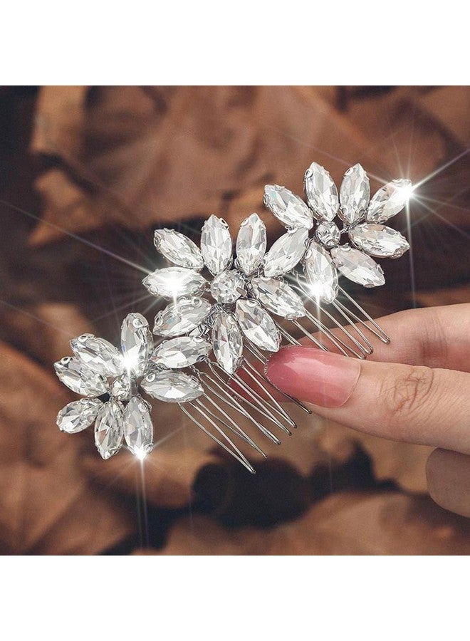 إيز ديلي مشط شعر الزفاف من EASEDAILY، قطع شعر فضية من الكريستال وأحجار الراين، إكسسوارات شعر العروس للعرائس والنساء - Image 1