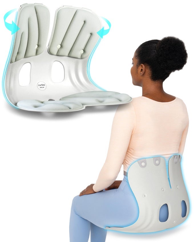 GRANDEXTRA WIDE STURDY ERGONOMIC BACK AND LUMBAR SUPPORT FOR GOOD POSTURE CORRECTION AND BACK PAIN RELIEF PERFECT FOR OFFICE FLOOR SEAT AND WORK FROM HOME PATENTED GREY
