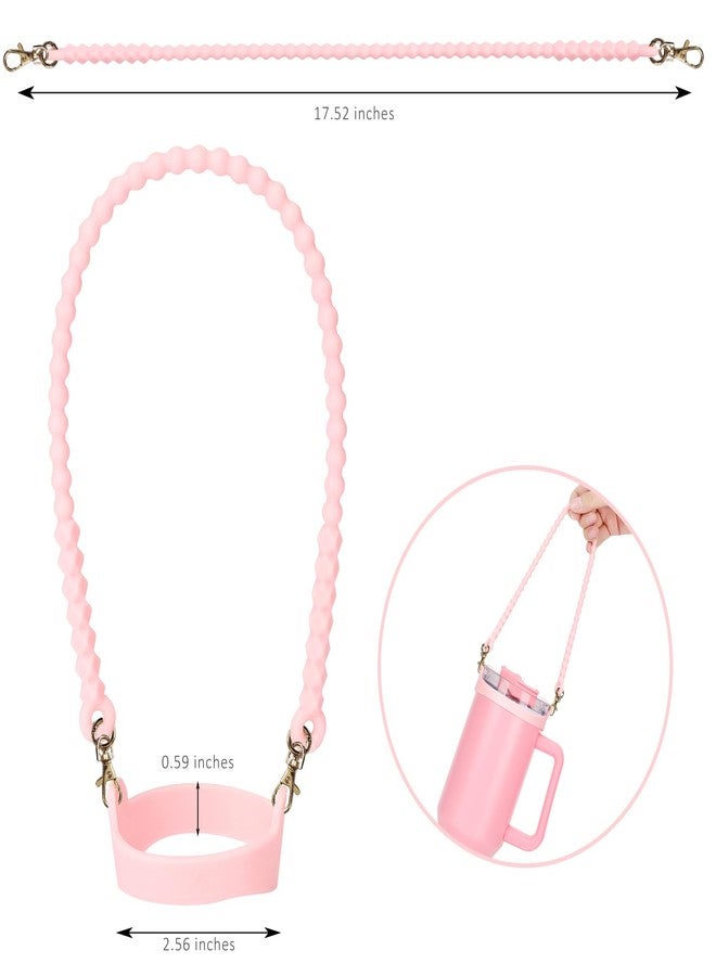 Eoopoon Water Bottle Handle for Stanley Cup - Soft, Durable Silicone Sling with Adjustable Strap, Fits Most 8-40oz Bottles, Ideal Stanley Cup Accessory(Pink) - Image 3