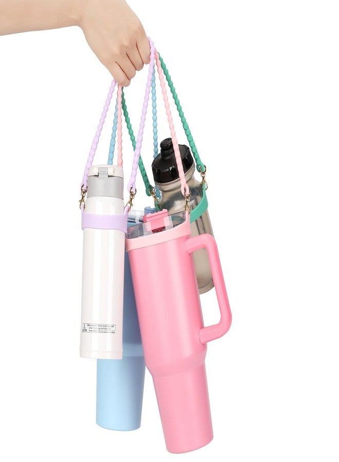 Eoopoon Water Bottle Handle for Stanley Cup - Soft, Durable Silicone Sling with Adjustable Strap, Fits Most 8-40oz Bottles, Ideal Stanley Cup Accessory(Pink) - Image 4