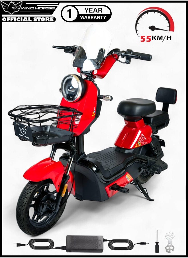 Wind Horse Electric Bike with 500W Motor 48V 20Ah Battery, 45 km Range, Carbon Alloy Frame, 14 Inch Tires, Front Grocery Basket and Remote Lock System  - Image 1