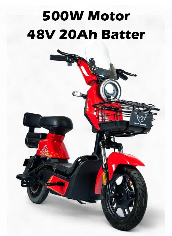 Wind Horse Electric Bike with 500W Motor 48V 20Ah Battery, 45 km Range, Carbon Alloy Frame, 14 Inch Tires, Front Grocery Basket and Remote Lock System  - Image 2