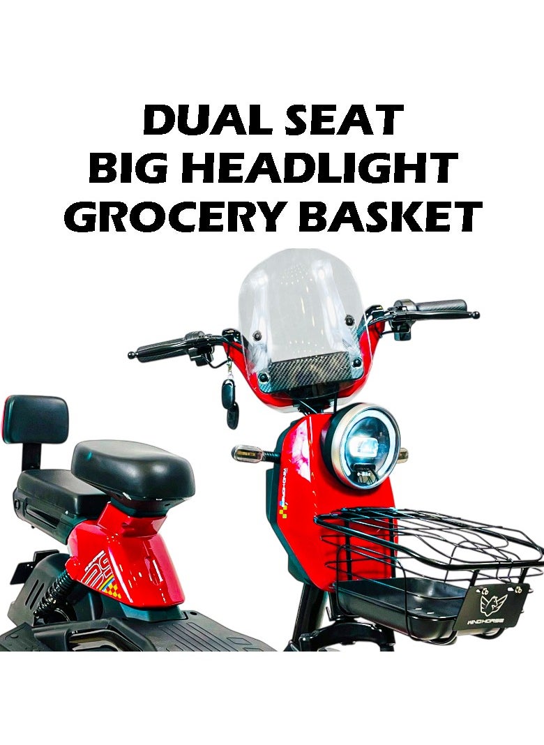 Wind Horse Electric Bike with 500W Motor 48V 20Ah Battery, 45 km Range, Carbon Alloy Frame, 14 Inch Tires, Front Grocery Basket and Remote Lock System  - Image 4