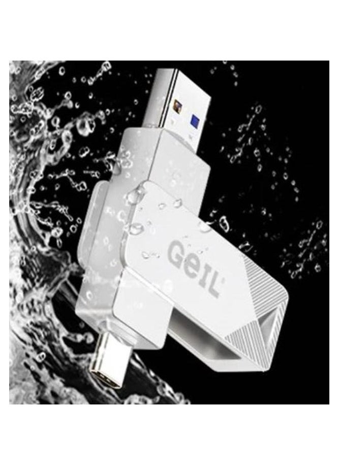 GeIL - GEIL 256GB Dual USB Flash Drive – Type-C & USB 3.0 High-Speed Memory Stick for Smartphones, Tablets, and Computers - Image 1