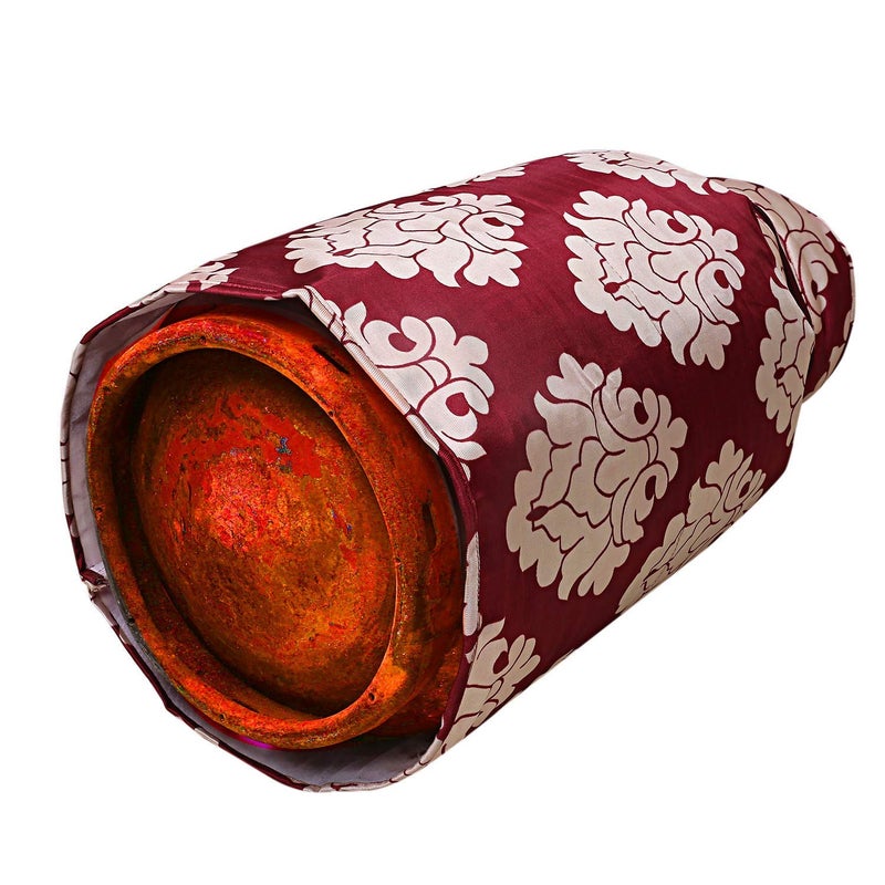 Kuber Industries Kuber Industries Polyester Floral Print Zippered Propane Tank CoverLPG Gas Cylinder Cover MaroonPack of 2KUBMART15485  - Image 5