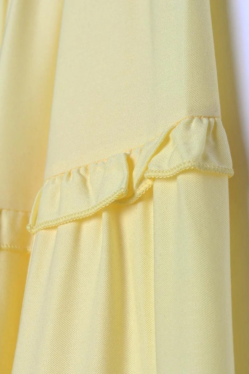 Allday Light Yellow Elastic Waist Ruffle Viscose Skirt