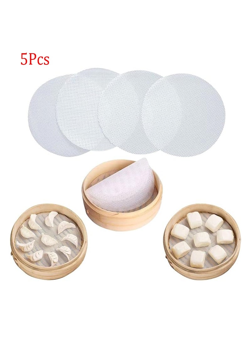 5Pcs Silicone Steamer Liners,Reusable Round Steamer Meshs, Non Stick Food Fruit Dehydrator Mats,Steamer Mat Mesh Sheet for Buns Pastry Dim Sum Cooking,Fruit Dryer (10 inch/25cm) ﻿ - Image 1