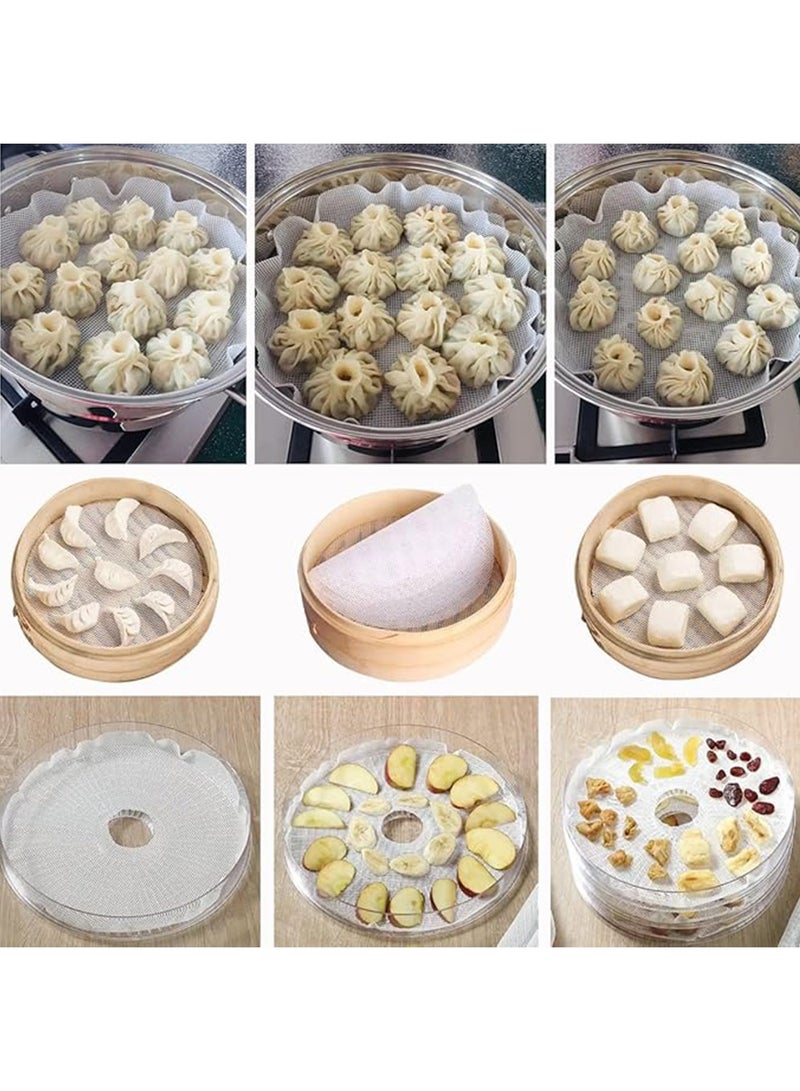 5Pcs Silicone Steamer Liners,Reusable Round Steamer Meshs, Non Stick Food Fruit Dehydrator Mats,Steamer Mat Mesh Sheet for Buns Pastry Dim Sum Cooking,Fruit Dryer (10 inch/25cm) ﻿ - Image 3