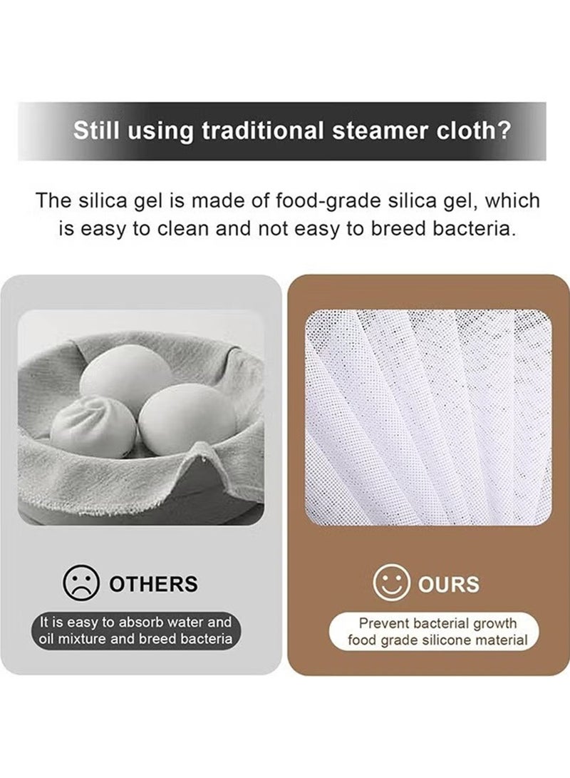 5Pcs Silicone Steamer Liners,Reusable Round Steamer Meshs, Non Stick Food Fruit Dehydrator Mats,Steamer Mat Mesh Sheet for Buns Pastry Dim Sum Cooking,Fruit Dryer (10 inch/25cm) ﻿ - Image 4