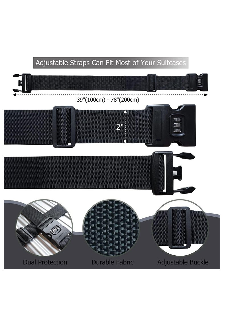 Premify 4 Pack Luggage Strap for Suitcases, Adjustable Suitcase Straps Belts with Number Lock Travel Accessories for Safely Closing the Suitcases While Travelling and Marking Luggage (Black)  - Image 4