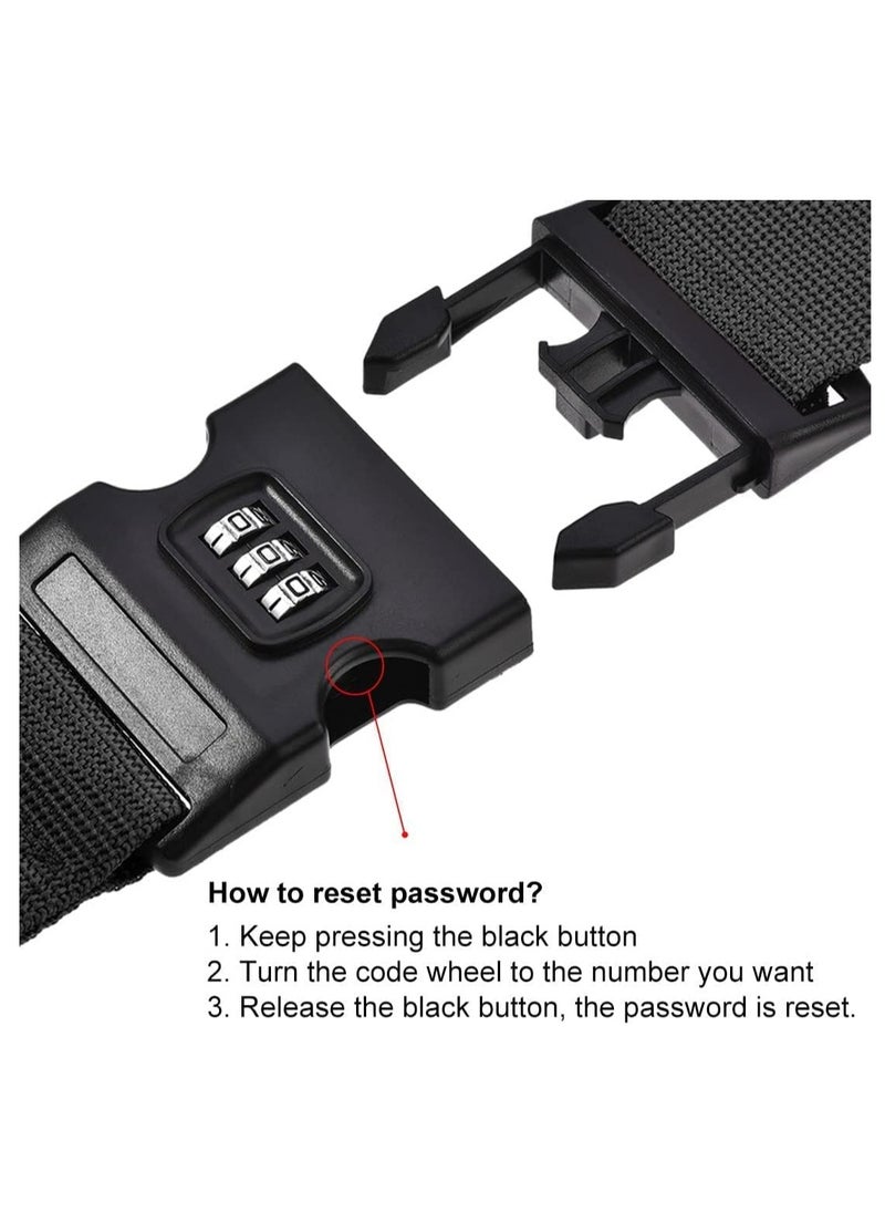 Premify 4 Pack Luggage Strap for Suitcases, Adjustable Suitcase Straps Belts with Number Lock Travel Accessories for Safely Closing the Suitcases While Travelling and Marking Luggage (Black)  - Image 2