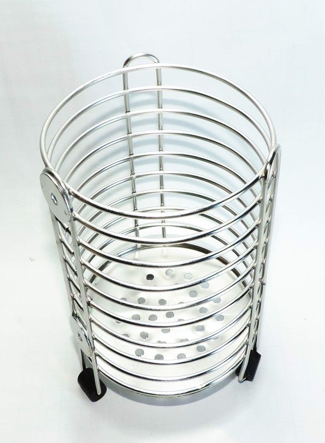 Epraiser Stainless Steel Chrome Plated Circular Shaped Cutlery Stand or SS Wire Cutlery Holder (2pcs) - Image 2