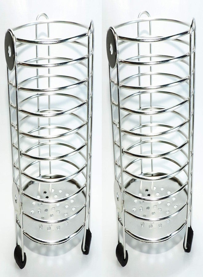Epraiser Stainless Steel Chrome Plated Circular Shaped Cutlery Stand or SS Wire Cutlery Holder (2pcs) - Image 1