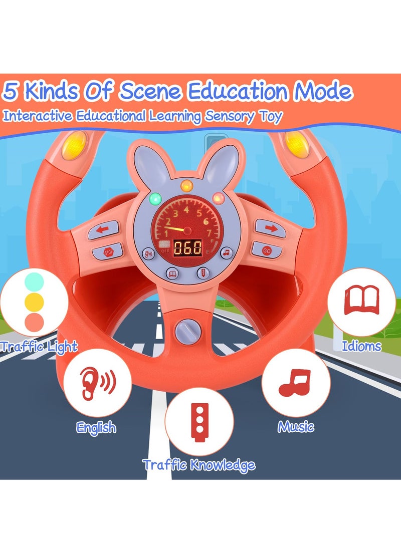 YelaJoy - Steering Wheel Toy,Driving Steering Wheel Toy for Kids Backseat,Interactive Educational Learning Sensory Toy with Vibration,Simulated Car Toys with Light Songs for Infant Preschool Kids Toddler Gifts - Image 1