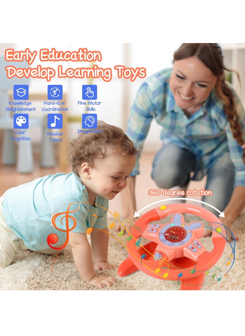YelaJoy - Steering Wheel Toy,Driving Steering Wheel Toy for Kids Backseat,Interactive Educational Learning Sensory Toy with Vibration,Simulated Car Toys with Light Songs for Infant Preschool Kids Toddler Gifts - Image 1