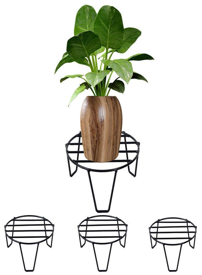 ORILEY Round Plant Stand Galvanised Metal Flower Pot Holder Indoor Gamla Support Corner Rack Outdoor Display Shelf for Home Garden Balcony Decoration - (Pack of 4, Black) - Image 5