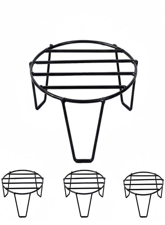 ORILEY Round Plant Stand Galvanised Metal Flower Pot Holder Indoor Gamla Support Corner Rack Outdoor Display Shelf for Home Garden Balcony Decoration - (Pack of 4, Black) - Image 1