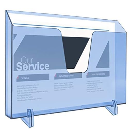 Acrimet Pocket File Holder Horizontal Design Brochure Display (for Wall Mount or Countertop Use) (Removable Supports Included) (Letter Size) (Clear Blue Color) - Image 2