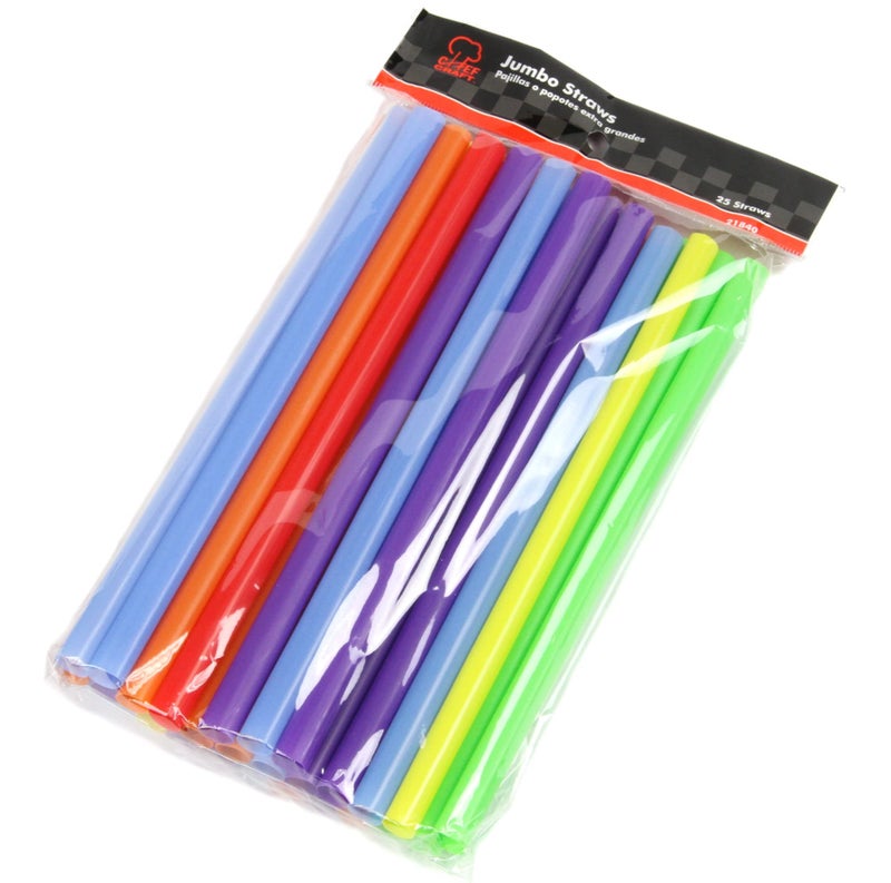 Chef Craft Select Plastic Jumbo Straight Straws  9 inch 25 piece set  Assorted
