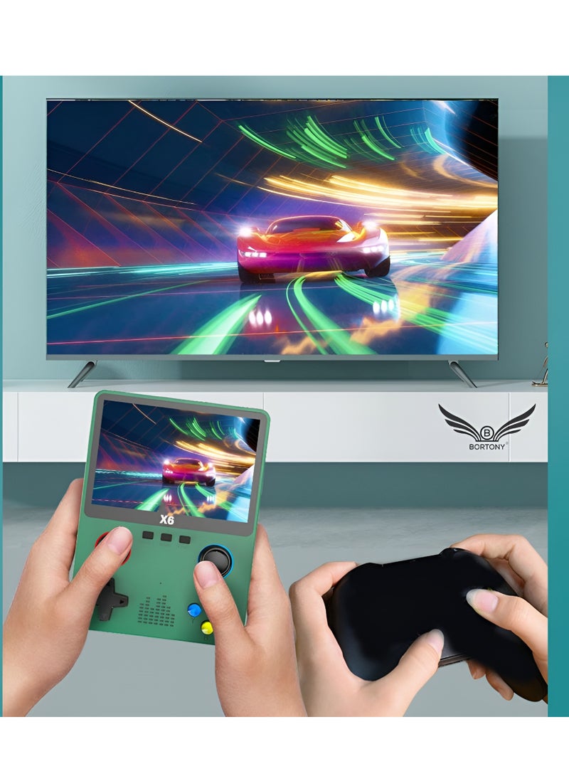 BORTONY Game Controller Handheld Game Console X6 Retro Game Console Supports TV Output built-in 32GB Classic Games 10000+ 3.5-inch OCA IPS Screen Dual 3D Joystick 11 Emulators - Image 2