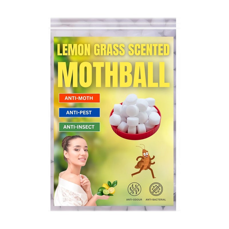 Elysian كرات النفتالين برائحة الليمون العشبي للمنزل والمطبخ والمكاتب للملابس | الحمام | الخزانة | خالية من الروائح | خالية من البقع | خالية من الجراثيم – 1 كجم (لون أبيض) - Image 1