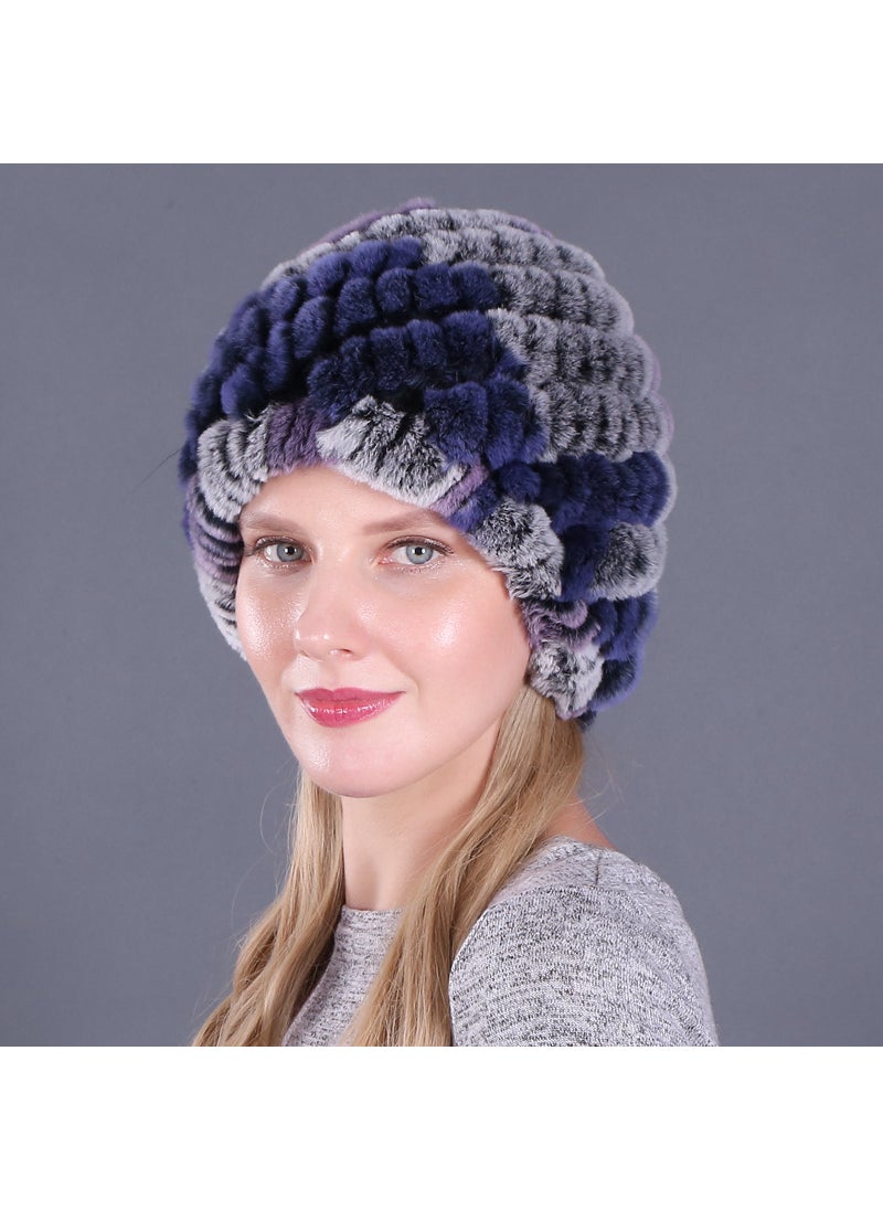 Generic - Supply Winter Womens Fur Hat Rex Rabbit Fur Braided Hat Rabbit Fur Spiral Pineapple Hat Thickened Warm HatColor 3 Color 3 - Image 1