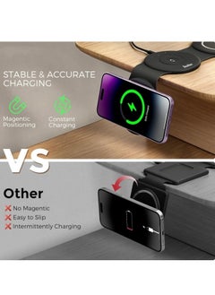 Vicalo 3 in 1 Wireless Charger Foldable Pad, 18W Fast Magnetic All in One Travel Charging Station with Magsafe for iPhone 16/15/14/13/12/ Series for iWatch 8 7 6 5 4 3 2 SE for Airpods 3 2 Pro, Black  - Image 3