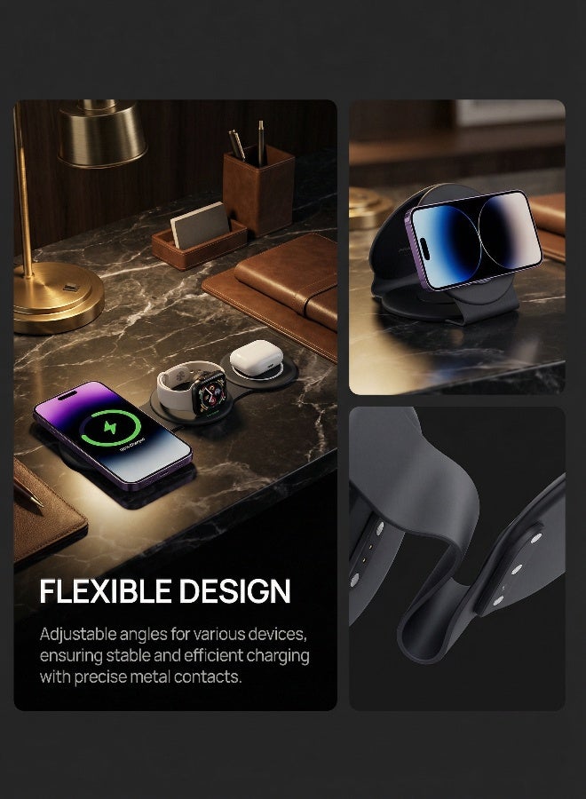 Vicalo Wireless Charger 3 in 1  Foldable Pad, 18W Fast Magnetic All in One Travel Charging Station for iPhone 16/15/14/13/12/ Series for iWatch 8 7 6 5 4 3 2 SE for Airpods 3 2 Pro - Image 3