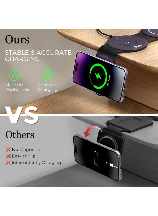 Vicalo Wireless Charger 3 in 1  Foldable Pad, 18W Fast Magnetic All in One Travel Charging Station for iPhone 16/15/14/13/12/ Series for iWatch 8 7 6 5 4 3 2 SE for Airpods 3 2 Pro - Image 5