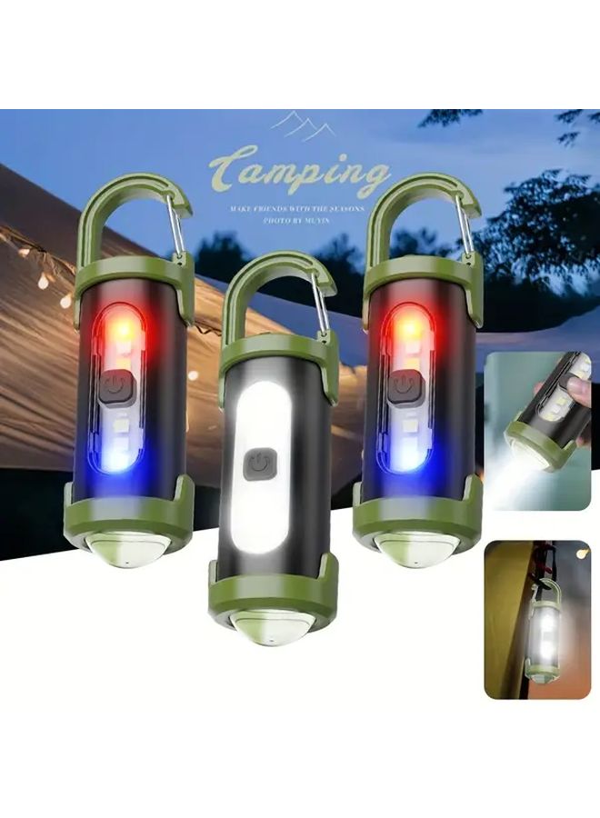 3pcs Mini LED Keychain Flashlight USB Rechargeable 4 Modes Compact Portable For Camping - Image 3