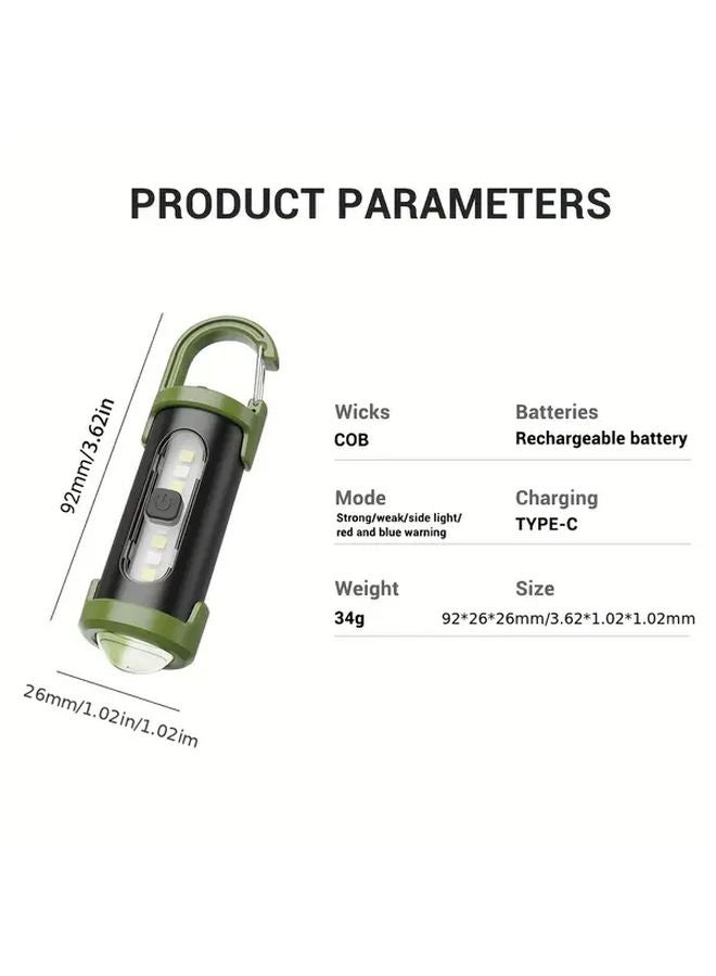 3pcs Mini LED Keychain Flashlight USB Rechargeable 4 Modes Compact Portable For Camping - Image 4