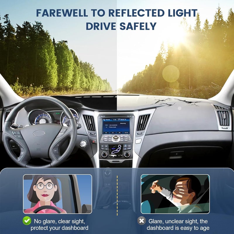Rilsen Dashboard Cover Mat for Hyundai Sonata 2011-2014 - Nonslip Sunshade Protector - Image 4