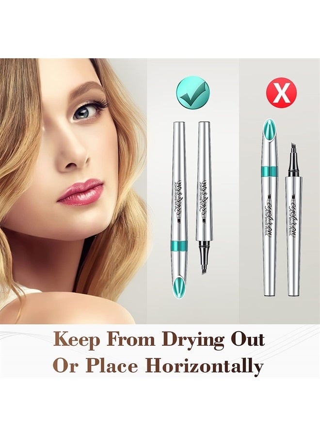 OETUIOW Eyebrow Pencil Eyebrow Microblading Pen - Eye Makeup Eyebrow Pen Micro 4 Point Brow Pen Lift & Snatch Eyebrow Microblading Pen Long-Lasting Waterproof Natural Eyebrow Hair (Reddish Brown) - Image 2