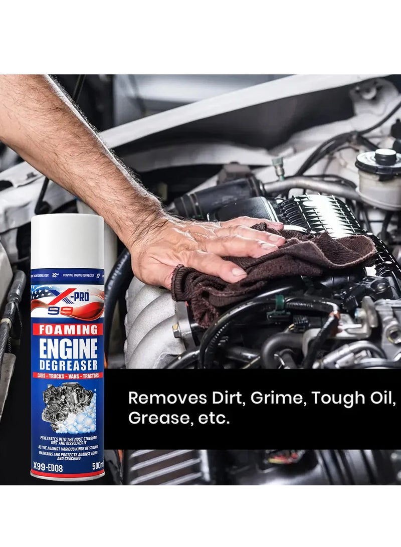 X Pro 99 X99-PRO X99-ED08 Foaming Engine Degreaser Spray 500ml (3 PCS) Heavy Duty Engine Cleaner Foam for Cars Trucks Vans Tractors Motorcycles, Removes Grease Oil Dirt Grime, Fast Acting Engine Bay Cleaning Formula - Image 4