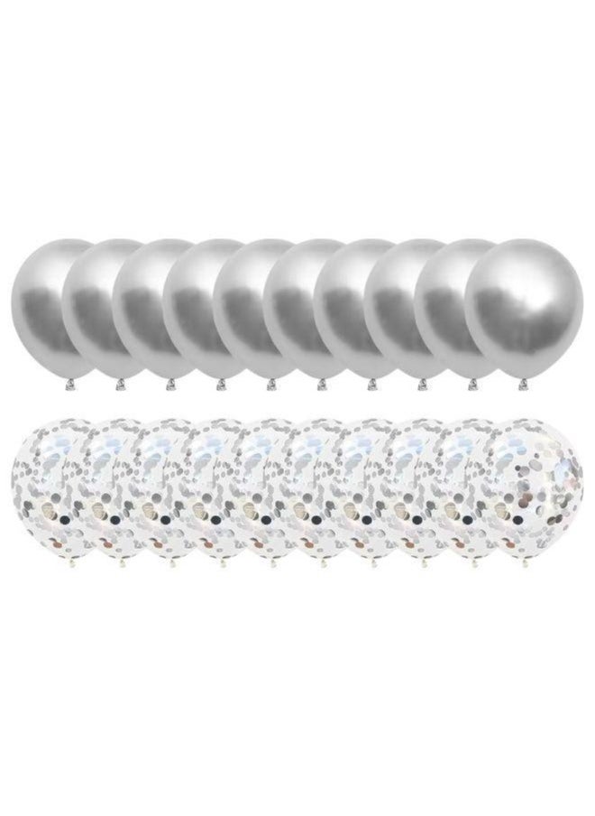Generic - Ramadan Mubarak Balloon Set of 33 Pcs, Premium Quality Shiny Silver Balloons Set for Eid Decorations Ramadan Party Decoration - Image 1
