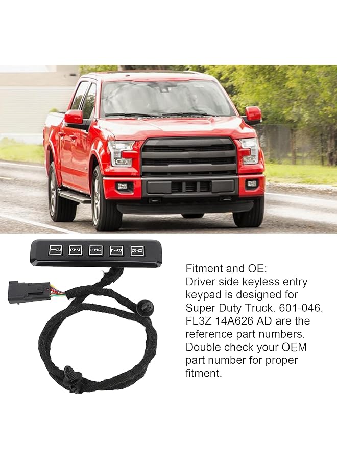 دبوفير لوحة مفاتيح دخول بدون مفتاح للسائق الأيسر متوافقة مع Super Duty 2017-2020، استبدال رقم OE# 601-046، Fl3Z Ad، Xrw20V7Yhp - Image 2
