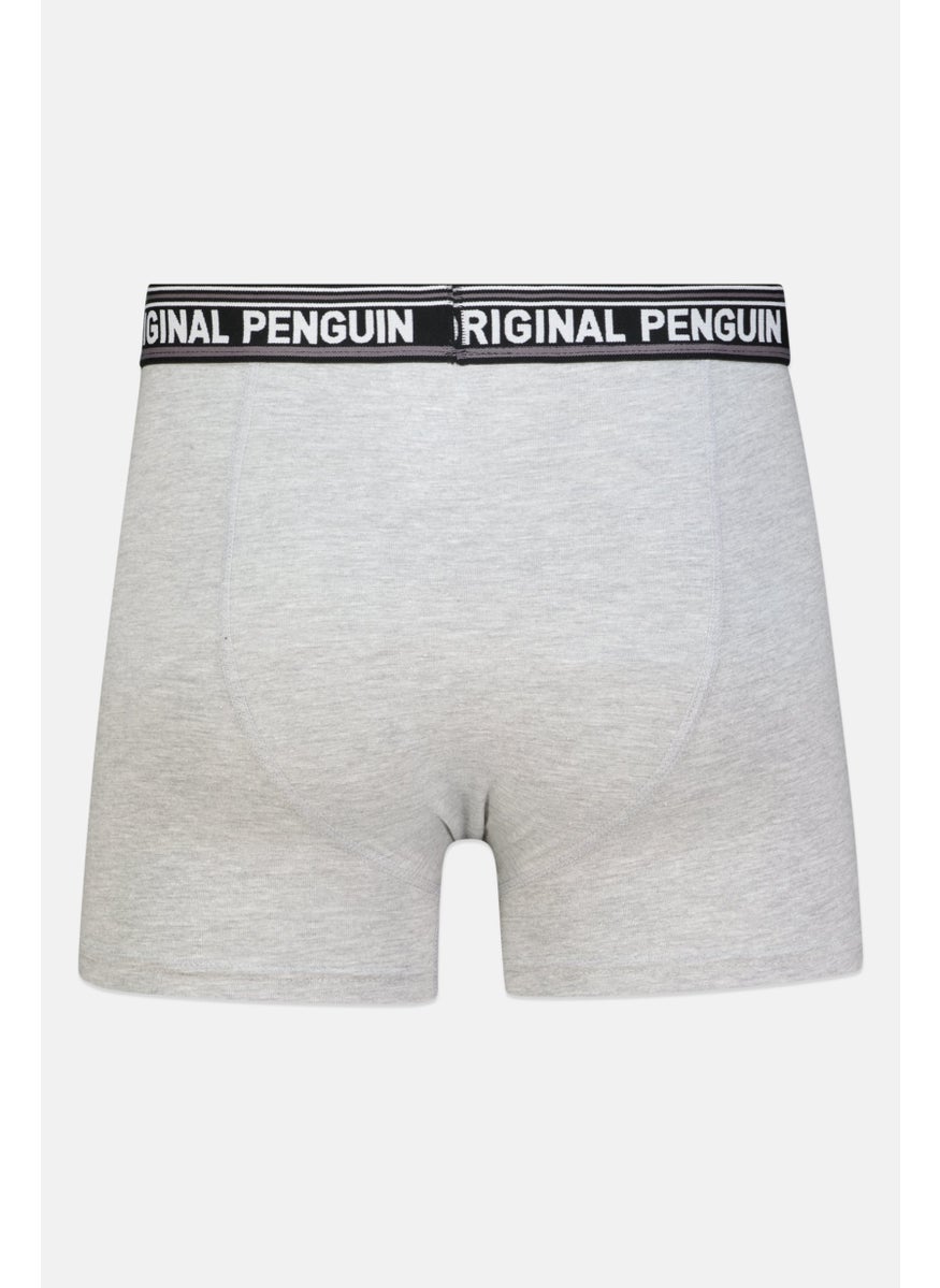 Original Penguin Men 3 Piece Brand Logo Trunks, Grey/Black  - Image 3