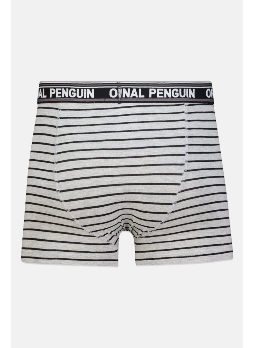 Original Penguin Men 3 Piece Brand Logo Trunks, Grey/Black  - Image 4