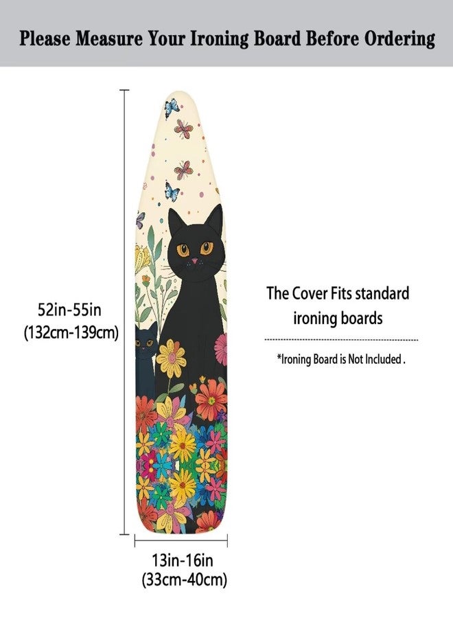 GLENLCWE Black Cat Colorful Flower Ironing Board Cover,Cute Cat Print Thick Ironing Board Cover with Padding 15x54 Inch Dust Cover with Elastic Edge Non Slip&Heat Reflective - Image 5
