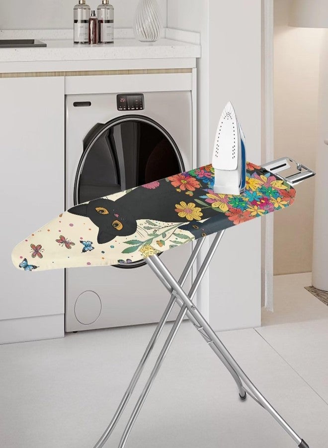 GLENLCWE Black Cat Colorful Flower Ironing Board Cover,Cute Cat Print Thick Ironing Board Cover with Padding 15x54 Inch Dust Cover with Elastic Edge Non Slip&Heat Reflective - Image 2