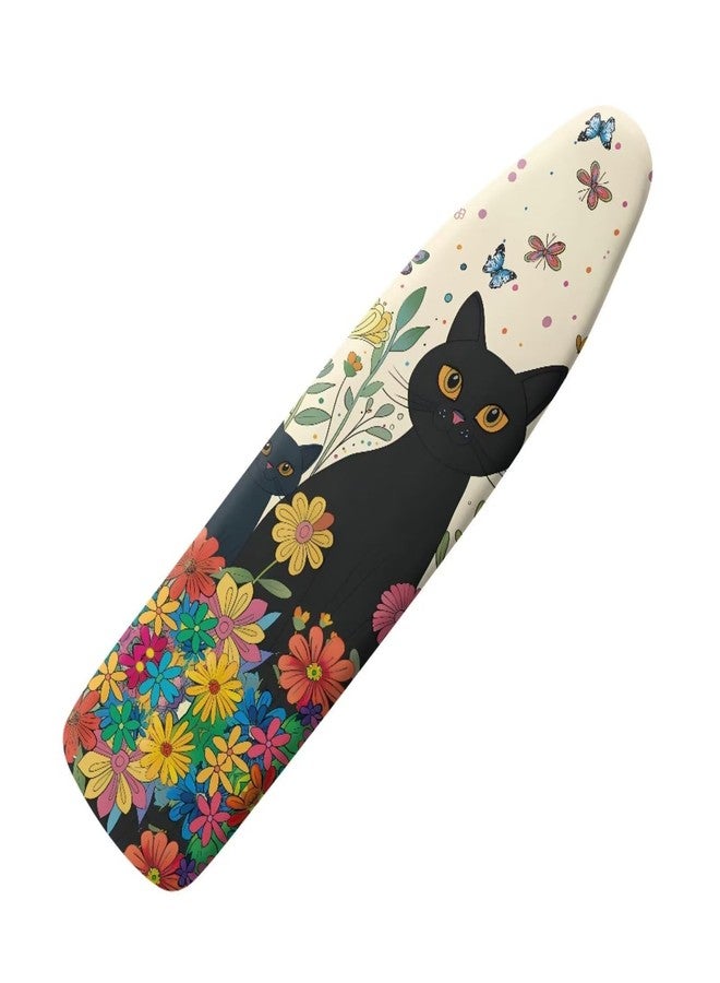 GLENLCWE Black Cat Colorful Flower Ironing Board Cover,Cute Cat Print Thick Ironing Board Cover with Padding 15x54 Inch Dust Cover with Elastic Edge Non Slip&Heat Reflective - Image 1