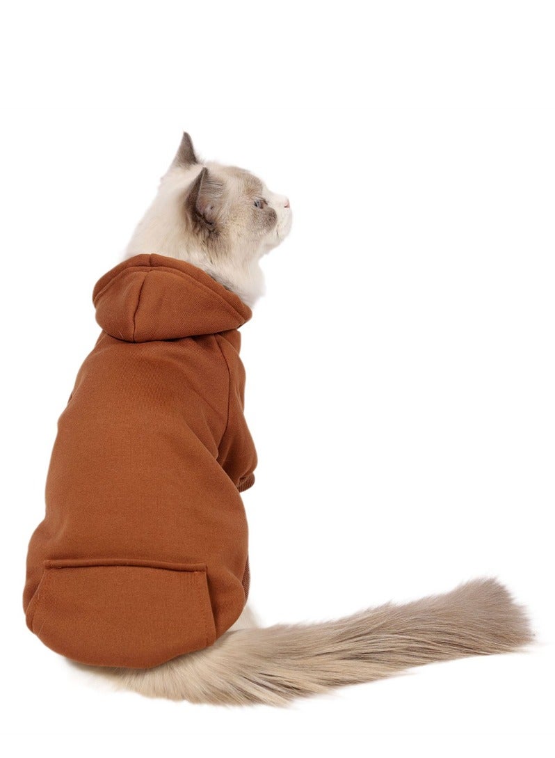 Loquat Squality Autumn And Winter Clothing Pure Color Hooded Hoodie Brown - Image 2