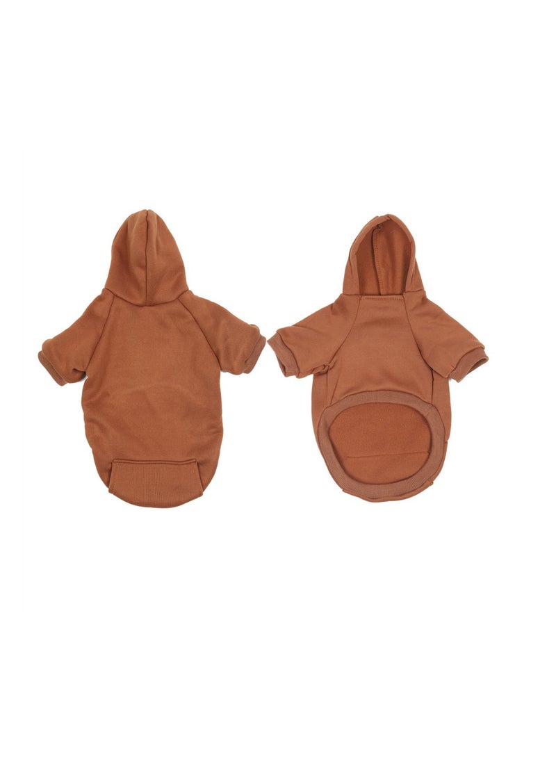 Loquat Squality Autumn And Winter Clothing Pure Color Hooded Hoodie Brown - Image 3
