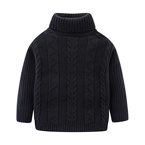 Mud Kingdom Toddler Boys Girls Turtleneck Pullover Base Tops Sweater 6 Black - Image 1