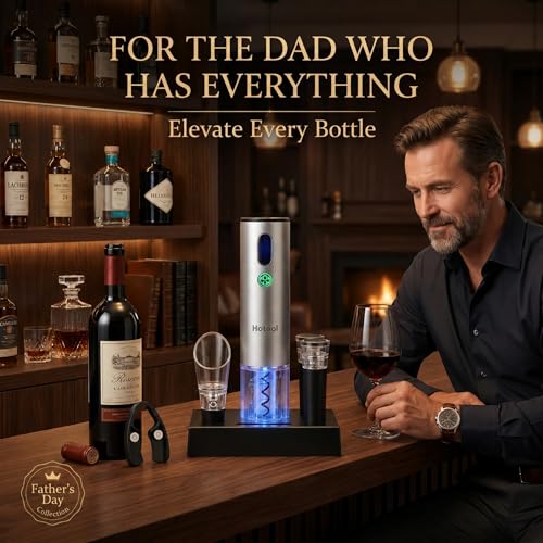 Hotool Electric Wine Opener with Wine Accessories Rechargeable Wine Bottle Opener Set with Base Wine Aerator Foil Cutter and Wine Stoppers Perfect Wine Gifts for Wine Lovers - Image 3